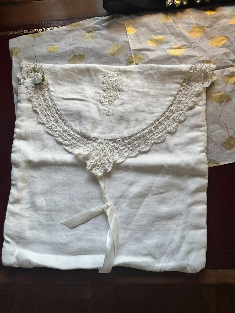 Antique Pillow Cover Monogram B Vintage Bedroom Pillow Cover Daisy 100% Cotton